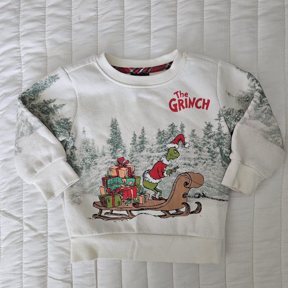 The Grinch Kids Festive White Sweater